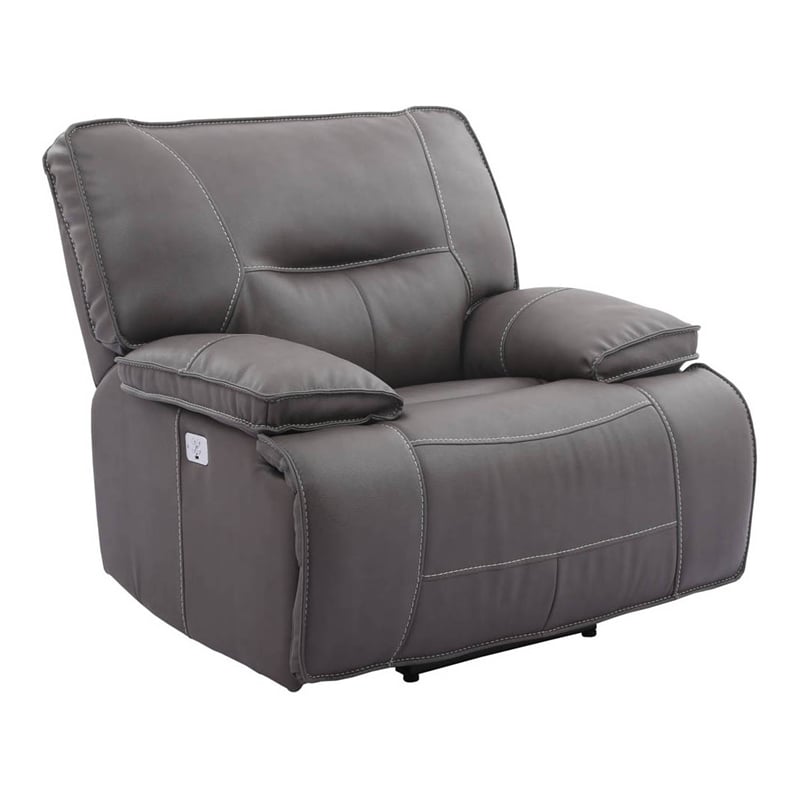 Parker Living Spartacus Fabric Power Recliner in Haze Gray Finish