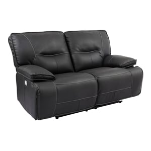 Parker Living Spartacus Fabric Power Loveseat in Black Finish
