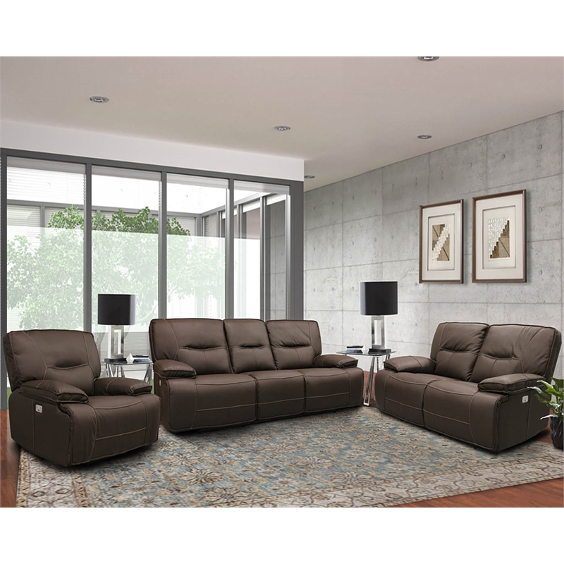 Parker Living Spartacus Fabric Power Loveseat in Chocolate Brown