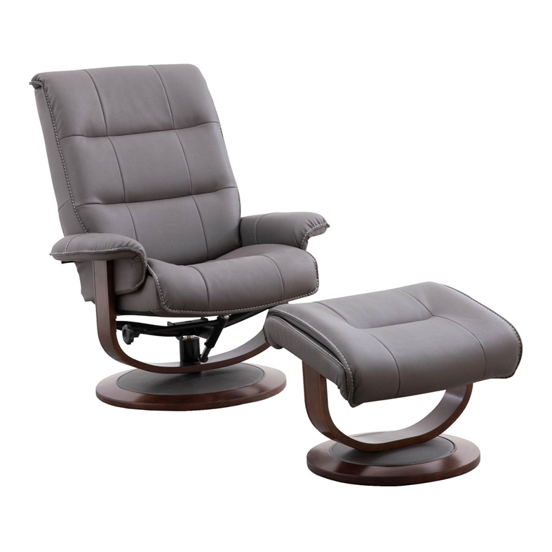 Parker Living Fabric Manual Reclining Swivel Chair and Ottoman in Haze Gray