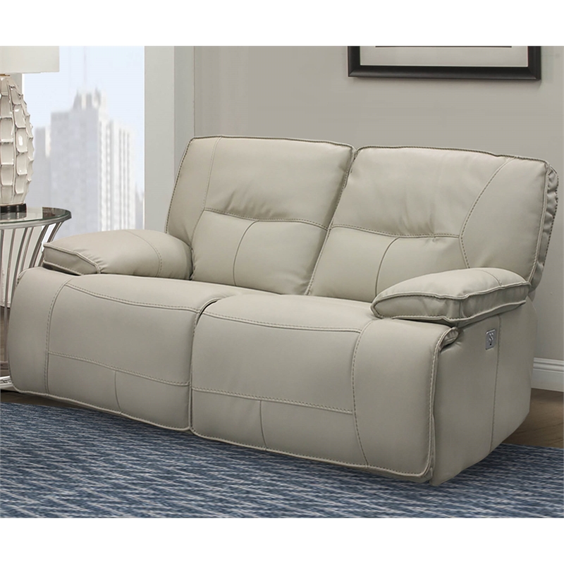 Parker Living Spartacus Fabric Power Loveseat in Oyster Fossil Beige