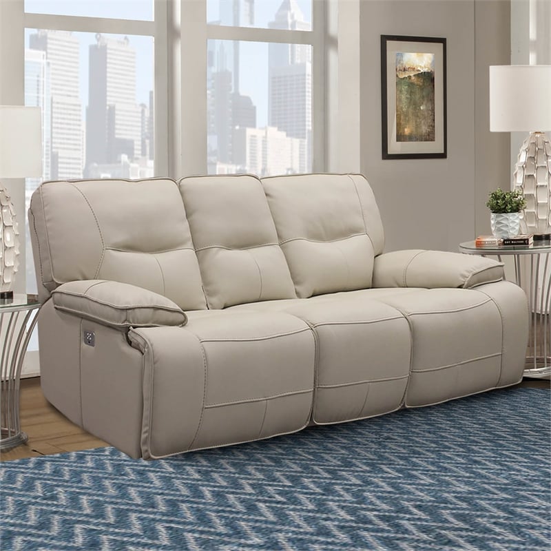Parker Living Spartacus Fabric Power Sofa in Oyster Fossil Beige Finish