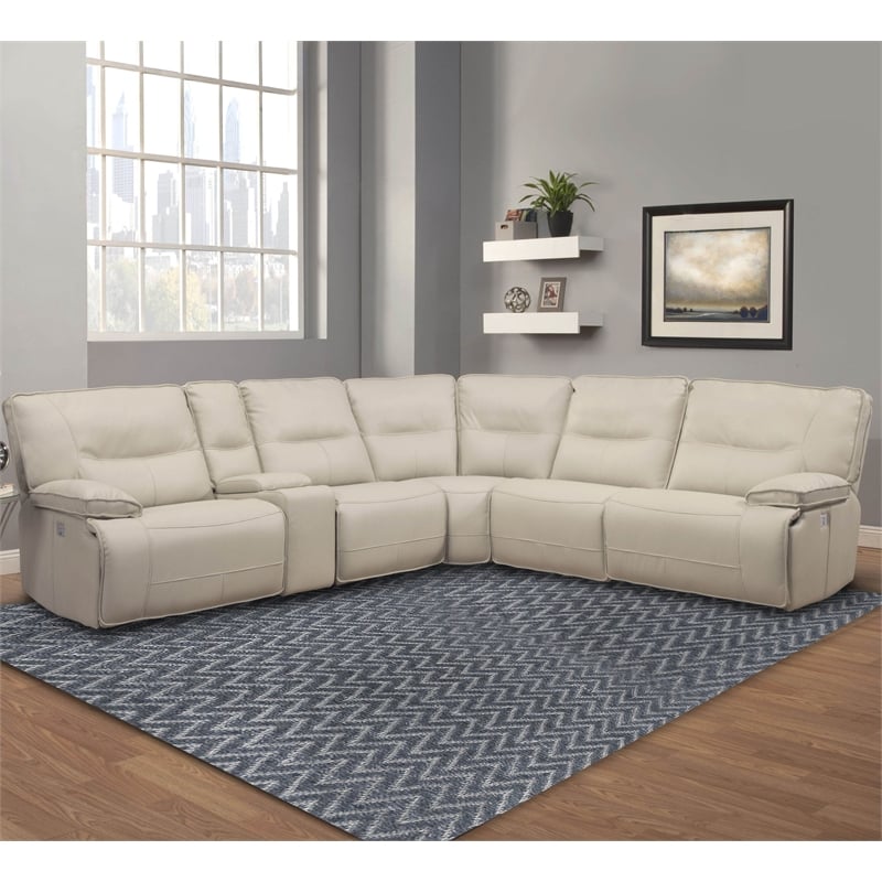 Parker Living Spartacus Fabric Power Sofa in Oyster Fossil Beige Finish