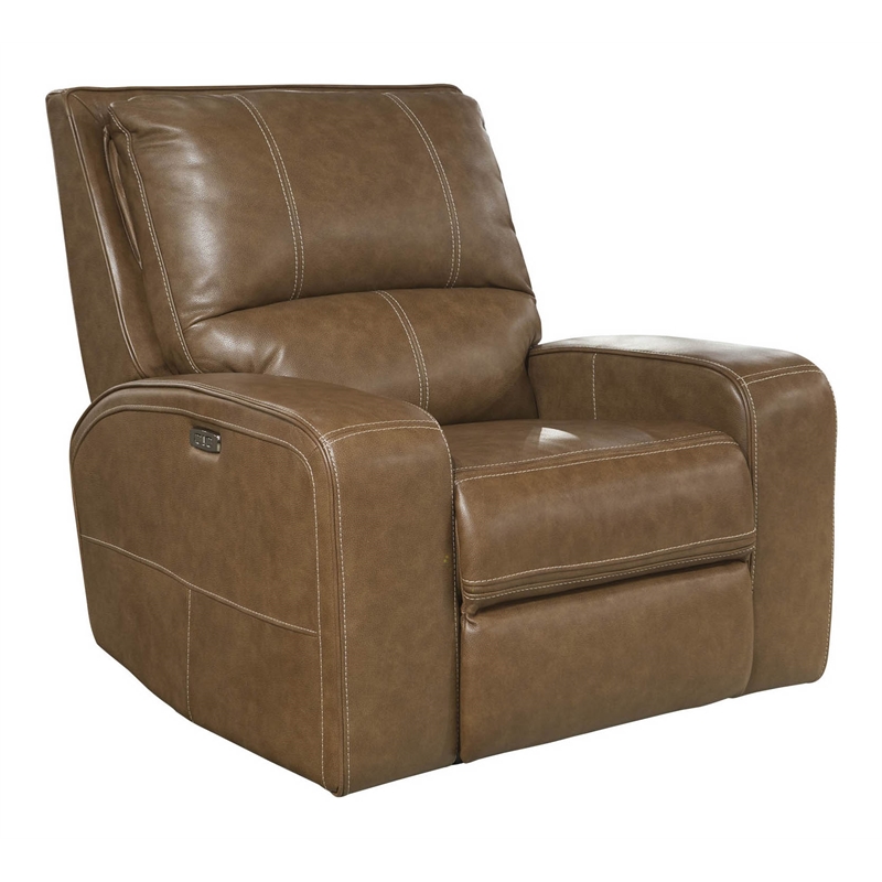 Parker Living Swift Leather Power Recliner in Bourbon Brown Finish