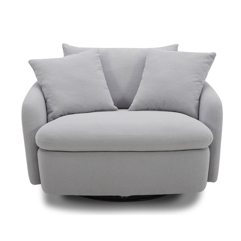 Parker Living Boomer Fabric Upholstered Swivel Chair with 2 Toss Pillows - Dove