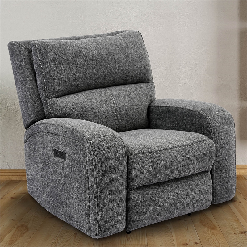 Parker Living Polaris Fabric Power Recliner in Bizmark Gray Finish