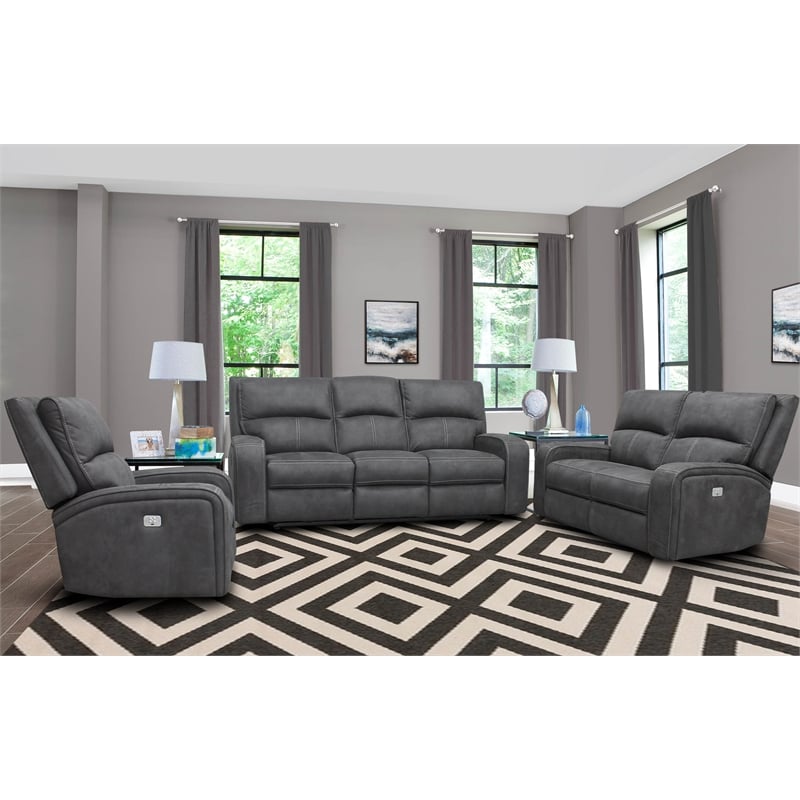 Parker Living Polaris Fabric Power Recliner in Slate Charcoal Finish