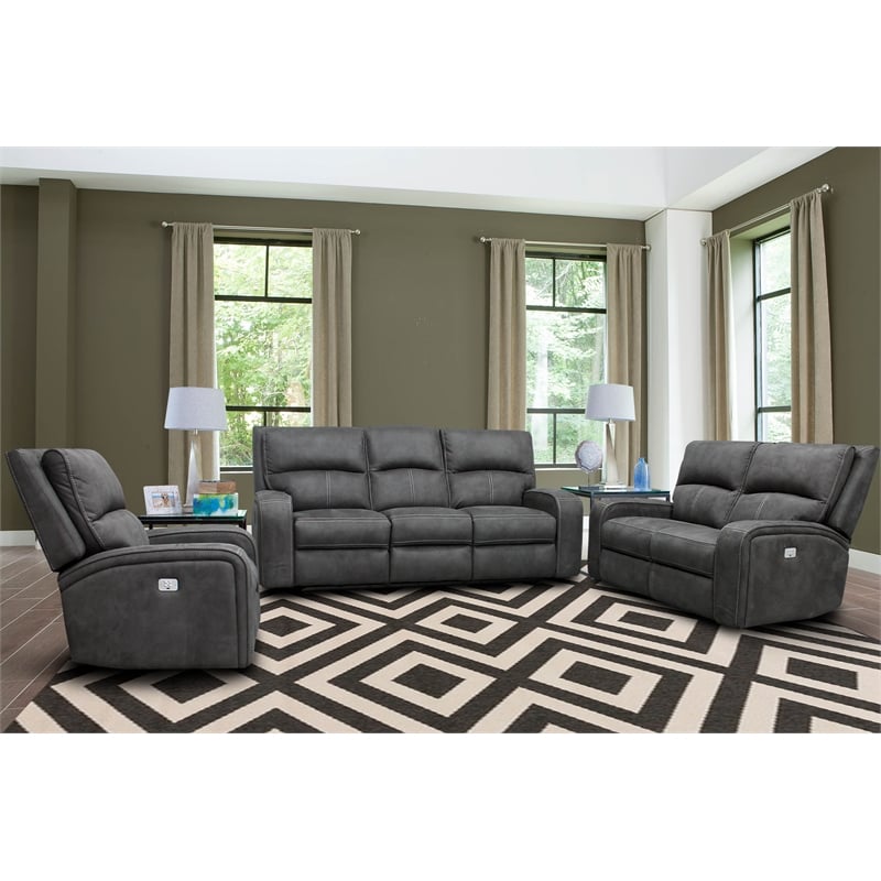 Parker Living Polaris Fabric Power Recliner in Slate Charcoal Finish