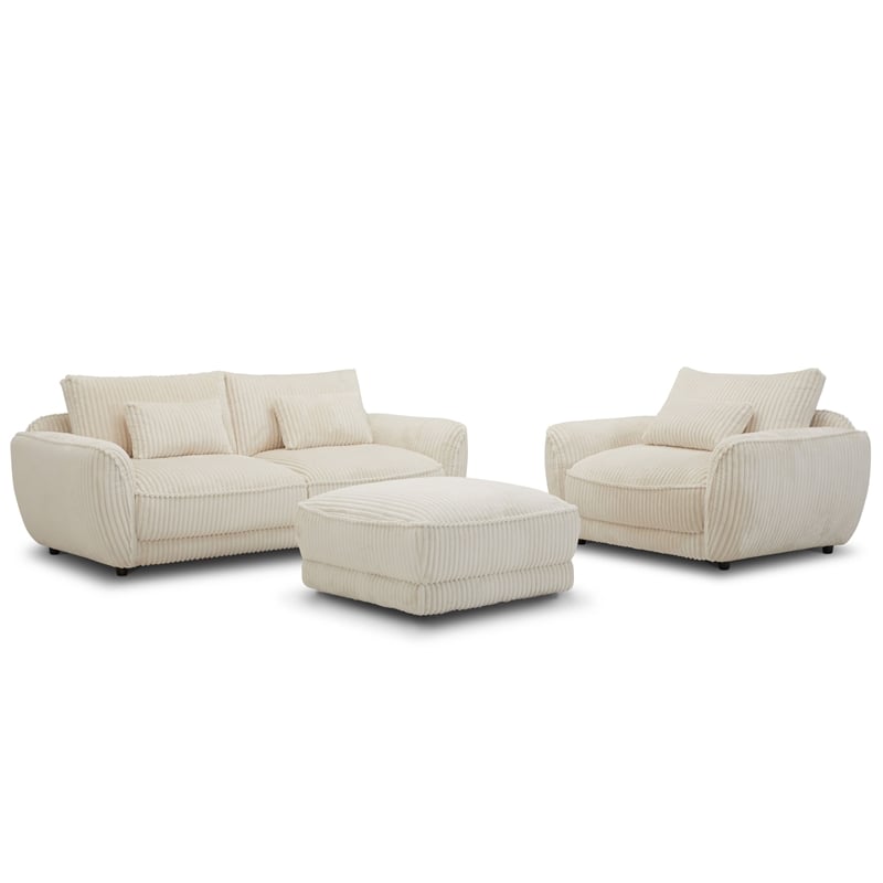 Parker Living Utopia Modern Fabric Ottoman with Casters in Ivory