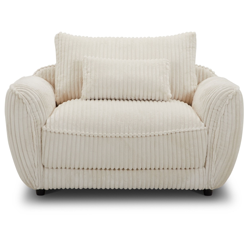 Parker Living Utopia Modern Fabric Chair and A Half with Lumbar Pillow in Ivory