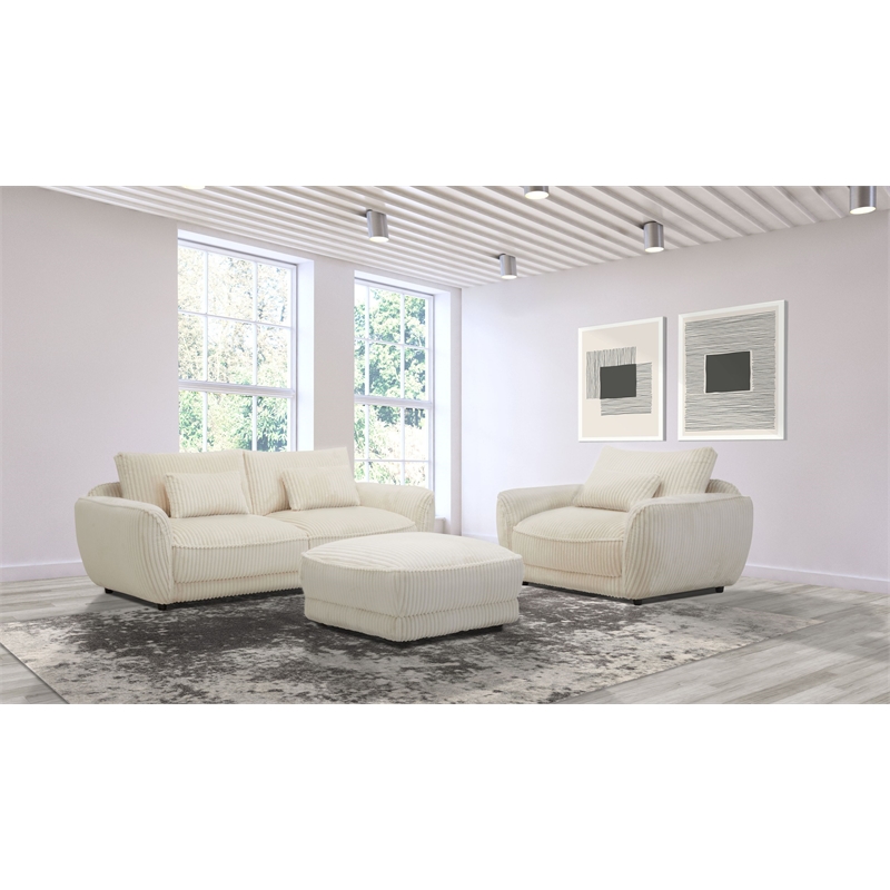 Parker Living Utopia Modern Fabric Chair and A Half with Lumbar Pillow in Ivory