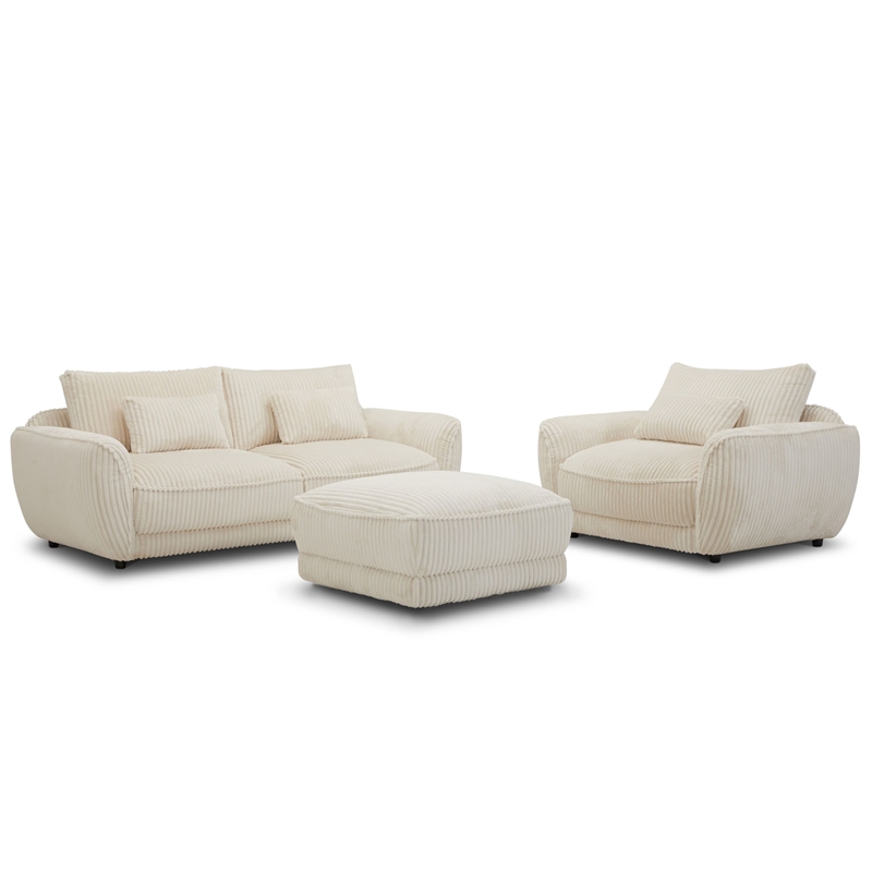 Parker Living Utopia Modern Fabric Chair and A Half with Lumbar Pillow in Ivory