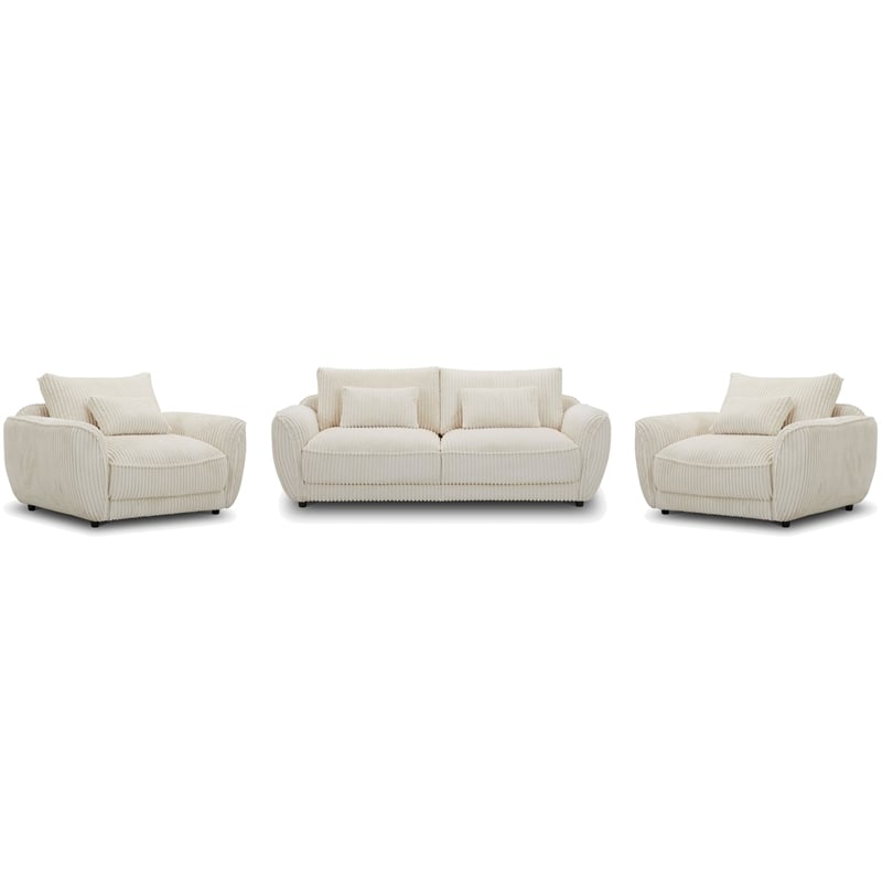 Parker Living Utopia Modern Fabric Chair and A Half with Lumbar Pillow in Ivory