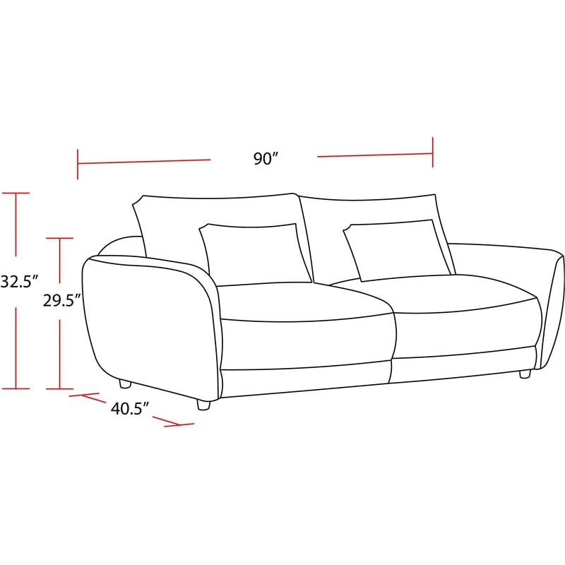 Parker Living Utopia Modern Fabric 2-Seat Sofa with Lumbar Pillow in Ivory