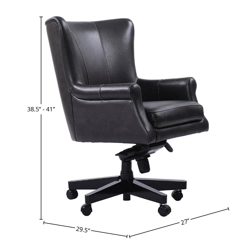 Parker Living Cyclone Leather Swivel Desk Chair in Black Finish