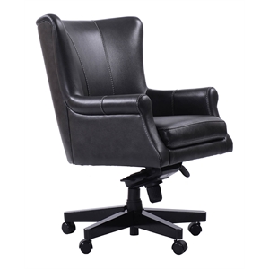 Parker Living Cyclone Leather Swivel Desk Chair in Black Finish