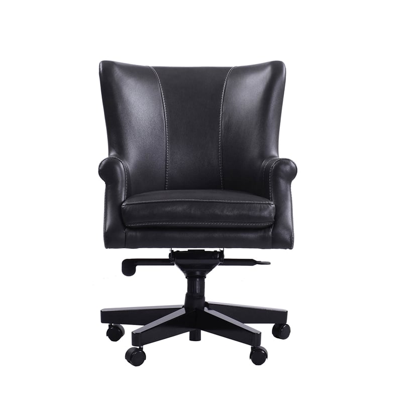 Parker Living Cyclone Leather Swivel Desk Chair in Black Finish
