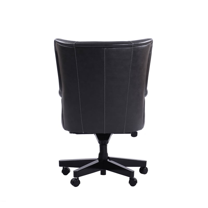 Parker Living Cyclone Leather Swivel Desk Chair in Black Finish