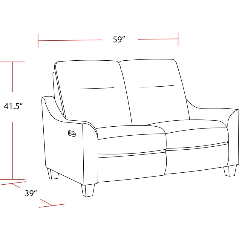 Parker Living Madison Fabric Power Cordless Loveseat in Pisces Marine Blue