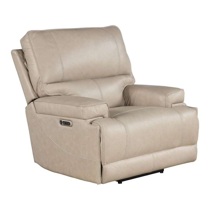 Parker Living Whitman Leather Power Cordless Recliner in Linen Fossil Beige