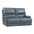 Parker Living Whitman Leather Power Cordless Loveseat in Verona Azure Blue
