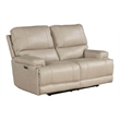 Parker Living Whitman Leather Power Cordless Loveseat in Linen Fossil Beige