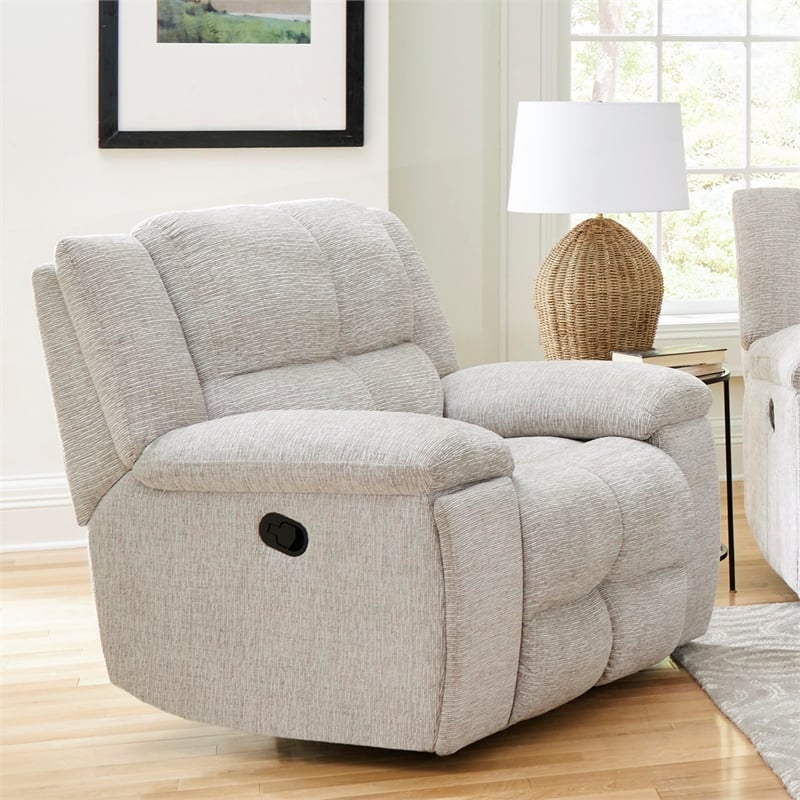 Parker Living Buster Modern Velvet and Yarns Fabric Recliner in Opal Taupe