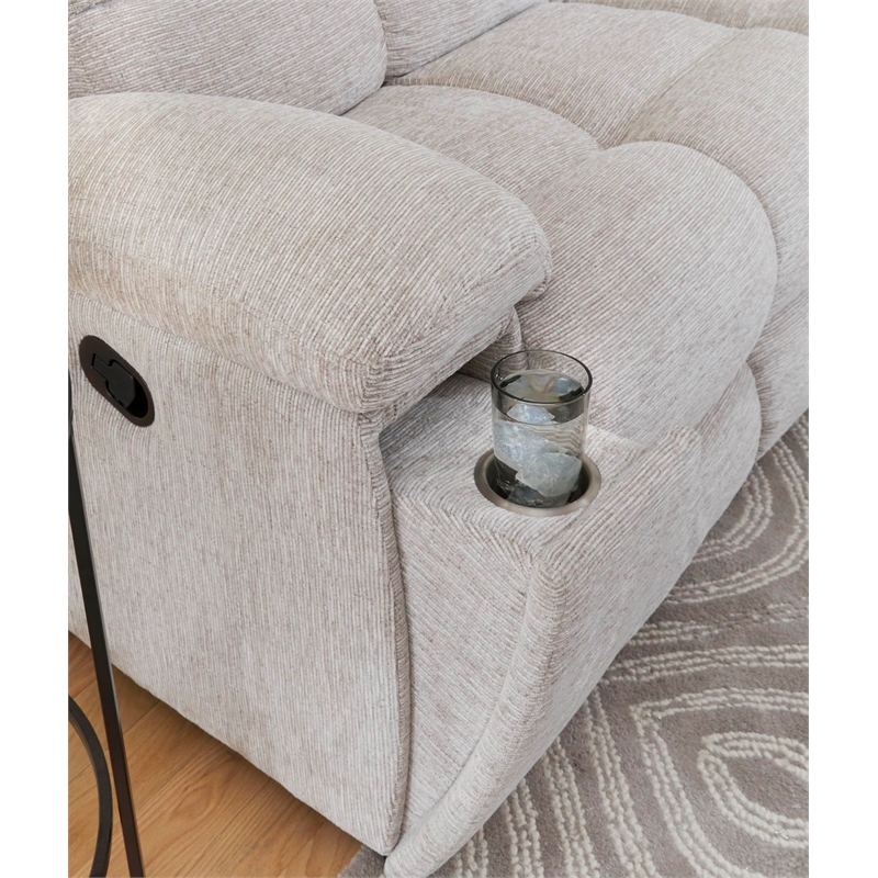 Parker Living Buster Modern Velvet/Fabric Reclining Console Loveseat in Taupe