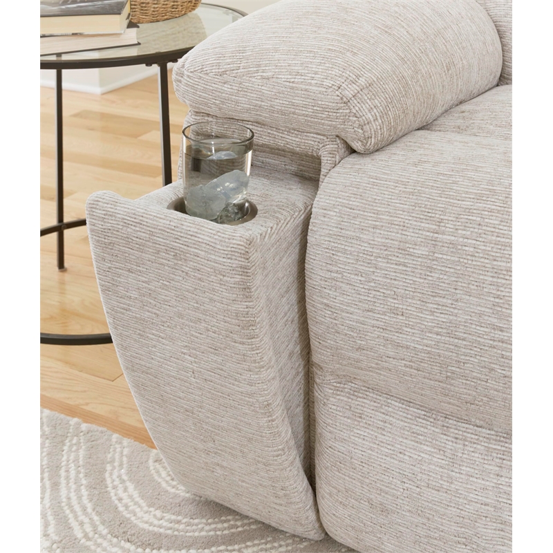Parker Living Buster Modern Velvet/Fabric Reclining Console Loveseat in Taupe
