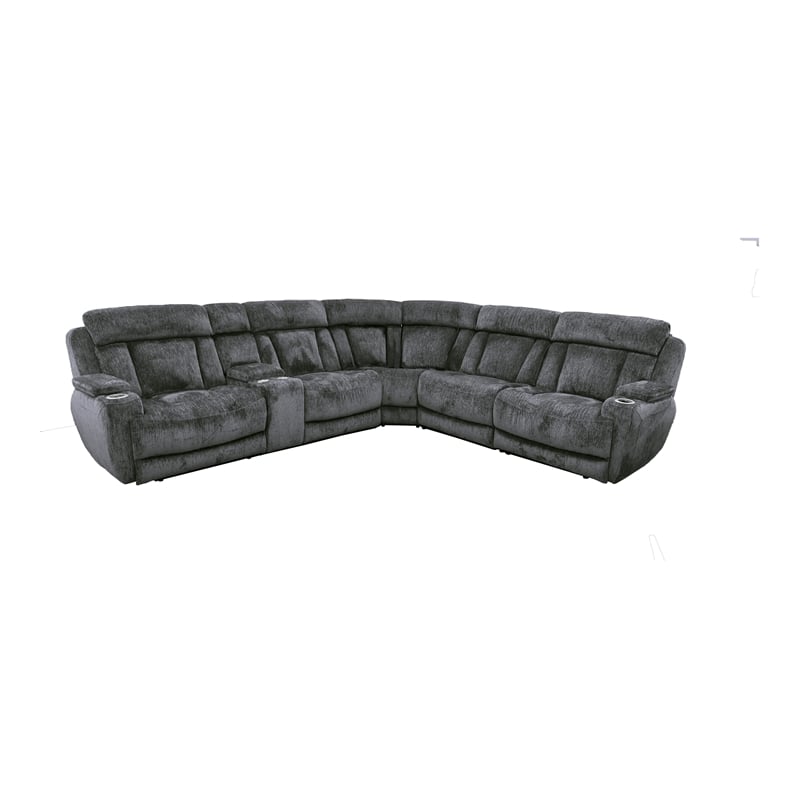 Parker Living Dalton Modern Fabric Reclining Sectional in Charcoal