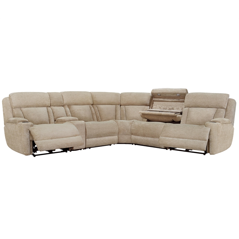 Parker Living Dalton Modern Fabric Reclining Sectional in Beige