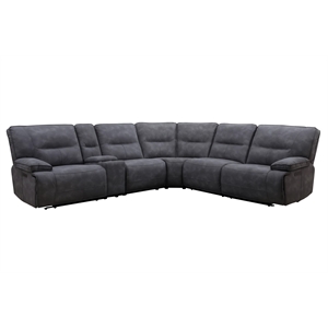 Parker Living Gladiator Faux Leather Power Reclining Sectional in Charcoal