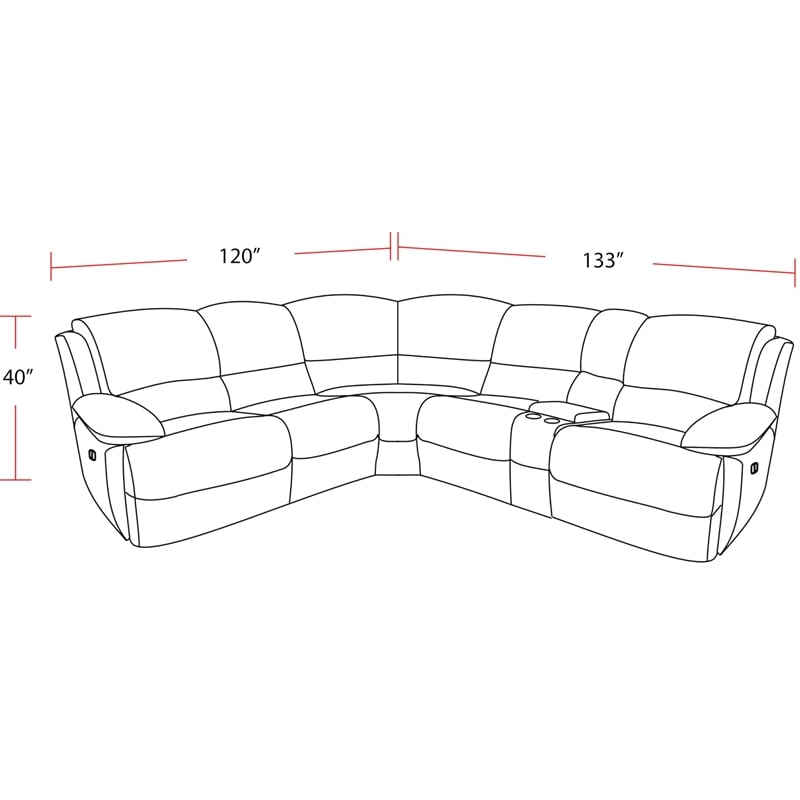 Parker Living Gladiator Faux Leather Power Reclining Sectional in Charcoal