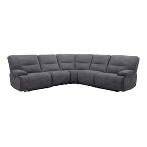 parker living gladiator faux leather power reclining sectional in gray