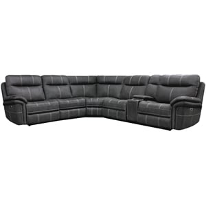 Parker Living Mason Traditional Fabric Power Reclining Sectional in Charcoal