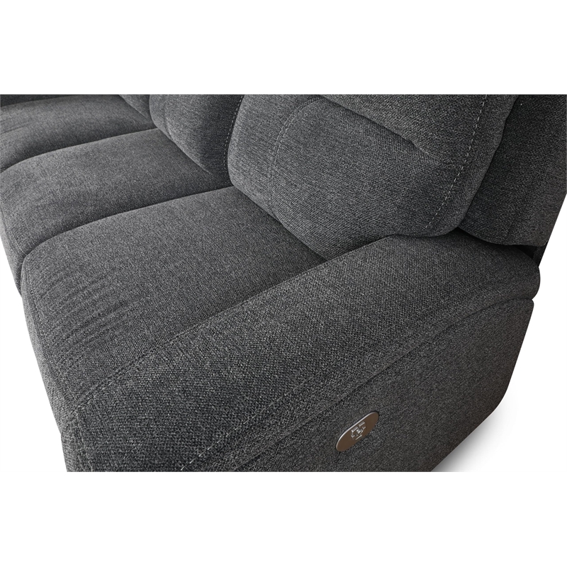 Parker Living Polaris Modern Fabric Power Reclining Sectional in Bizmark Gray