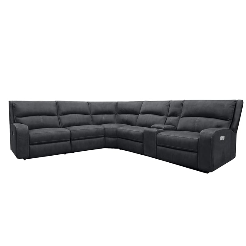 Parker Living Polaris Modern Fabric Power Reclining Sectional in Charcoal
