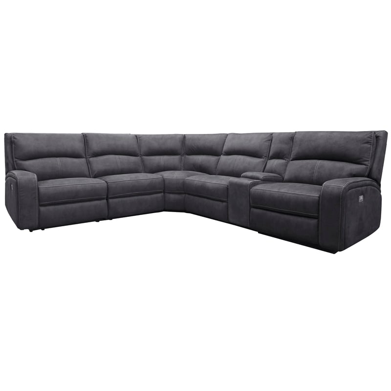 Parker Living Polaris Modern Fabric Power Reclining Sectional in Charcoal