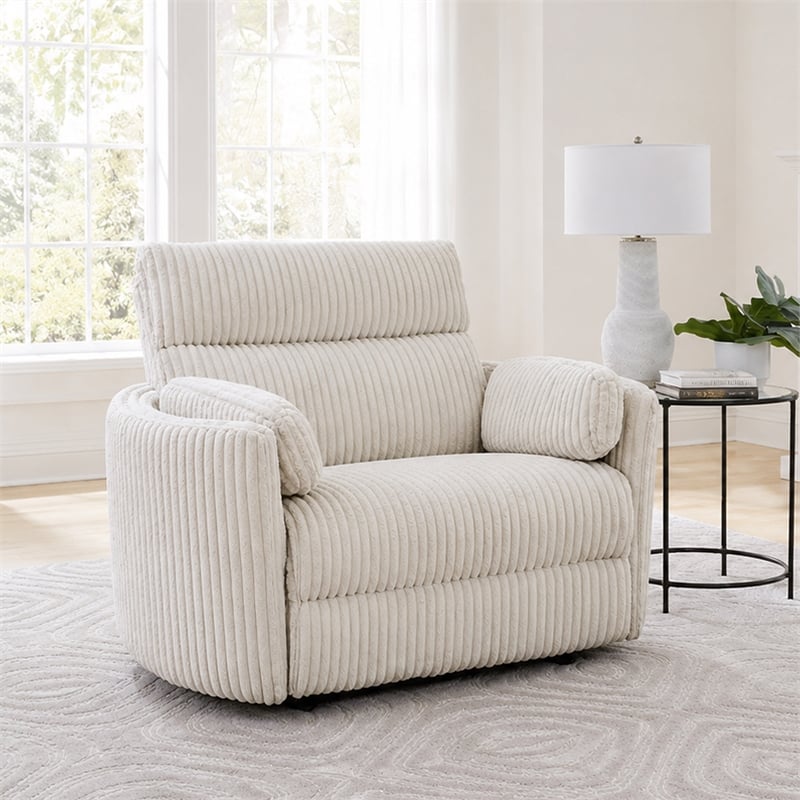 Parker Living Radius Modern Fabric Power Glider Recliner in Ivory