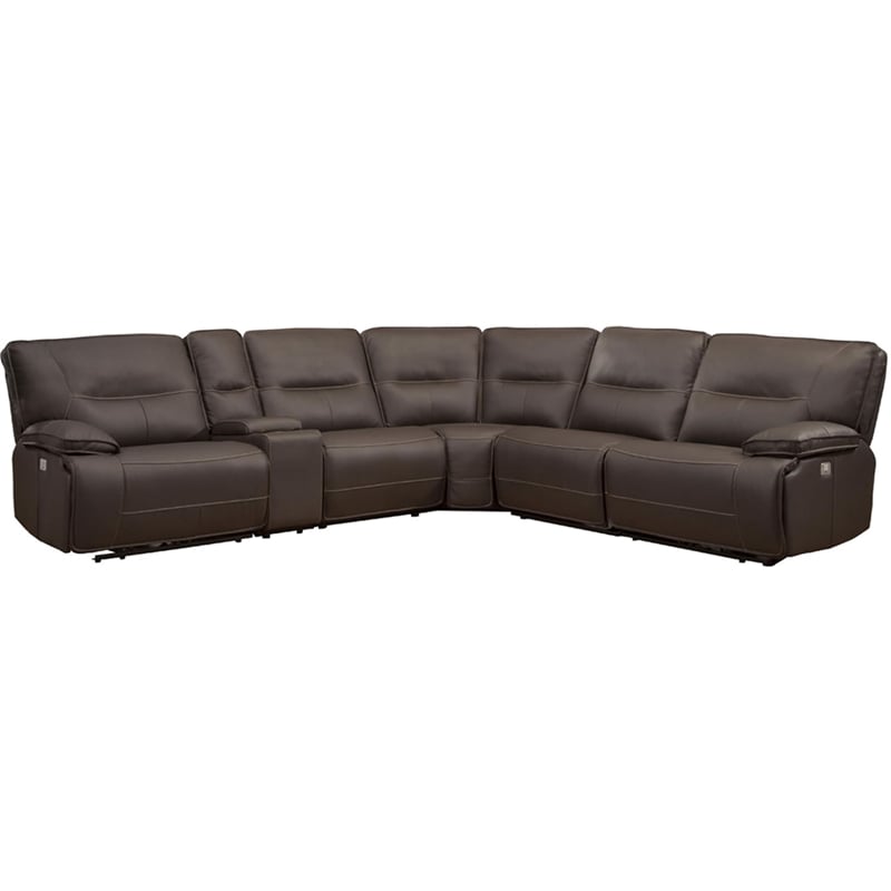 Parker Living Spartacus Modern Faux Leather Reclining Sectional in Chocolate