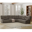 Parker Living Spartacus Modern Faux Leather Reclining Sectional in Gray
