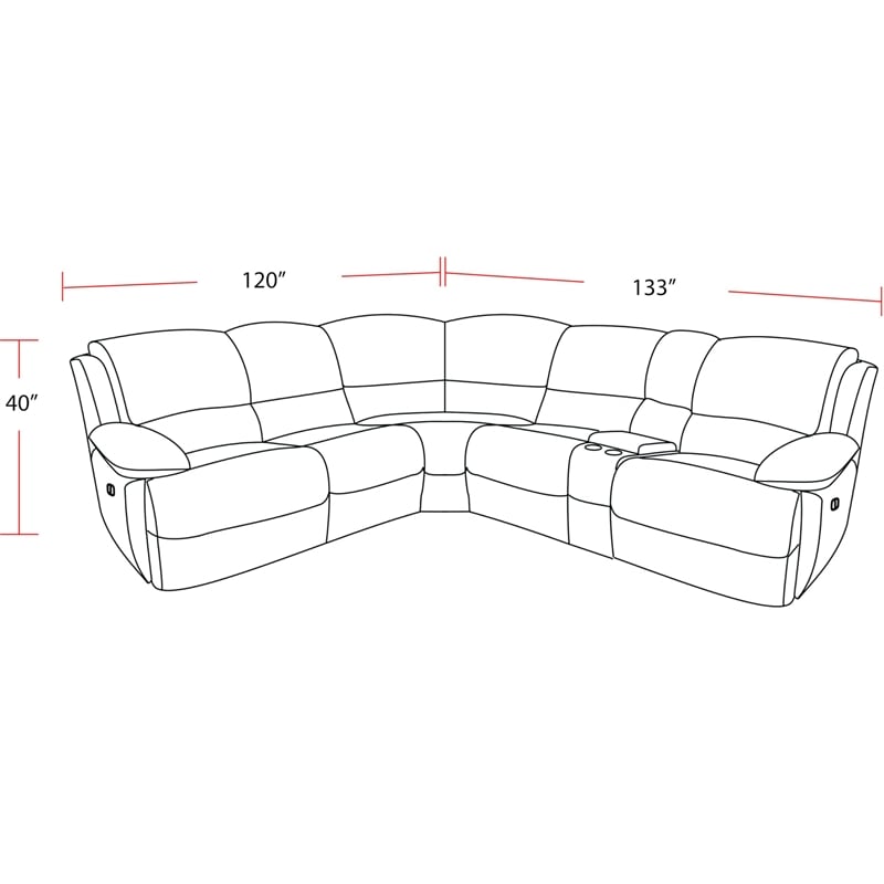 Parker Living Spartacus Modern Faux Leather Reclining Sectional in Gray