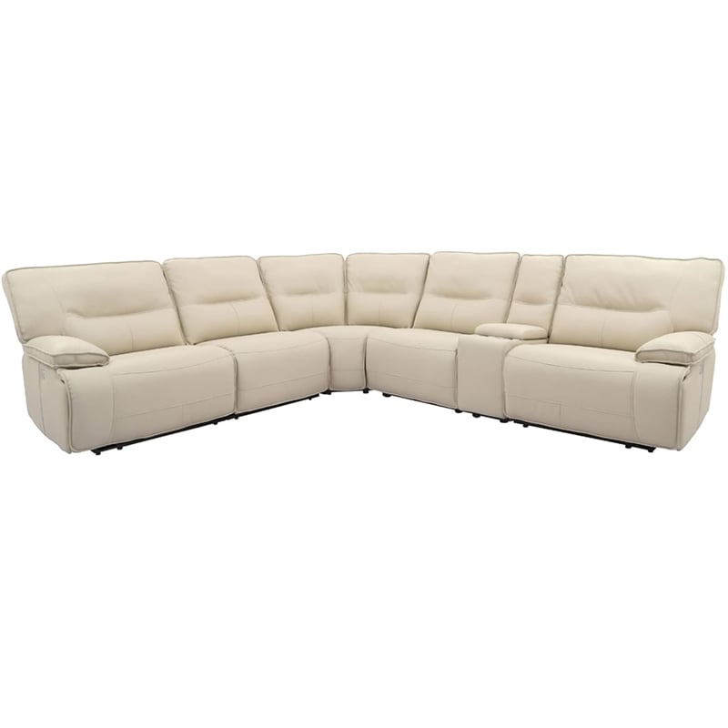 Parker Living Spartacus Modern Faux Leather Reclining Sectional in White