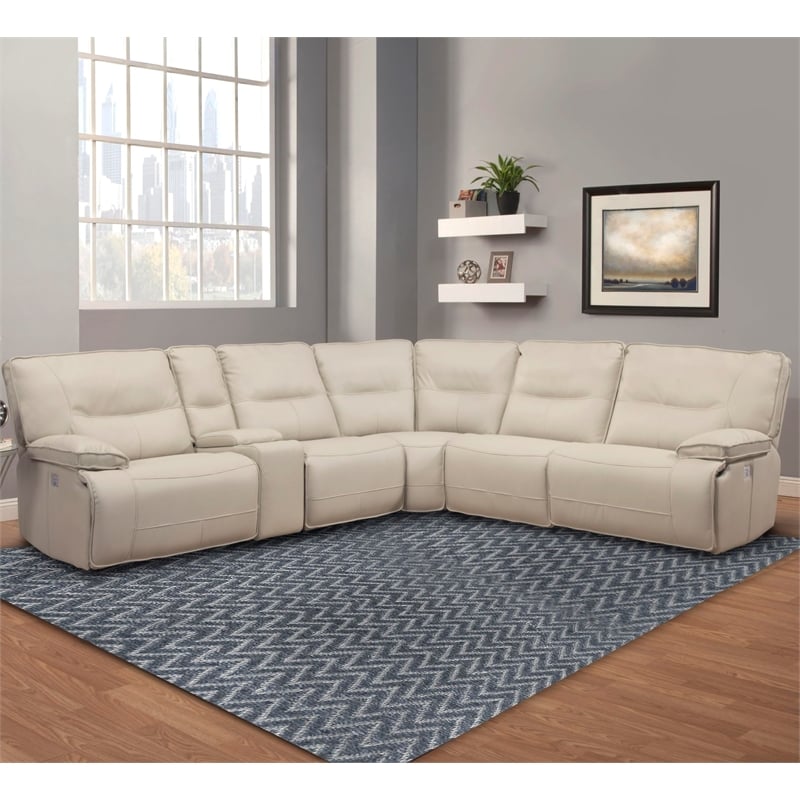 Parker Living Spartacus Modern Faux Leather Reclining Sectional in White