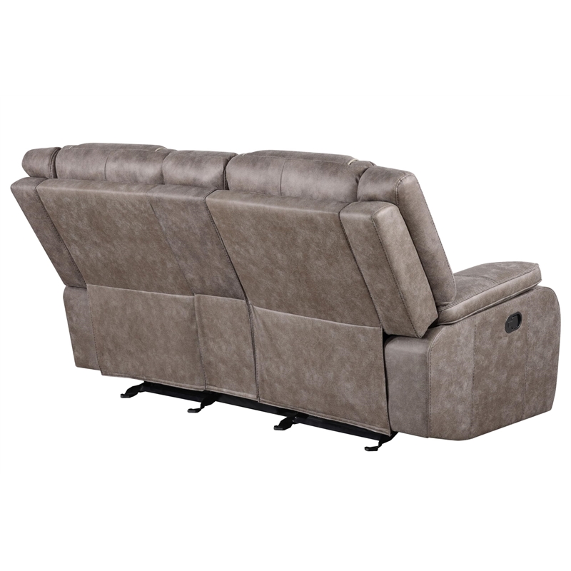 Parker Living Blake Traditional Microfiber Reclining Console Loveseat in Taupe