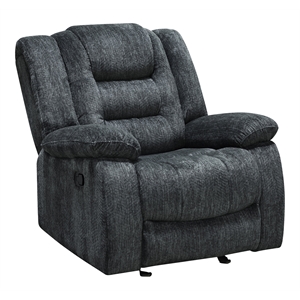 parker living bolton polyester blend velvet fabric glider recliner in gray