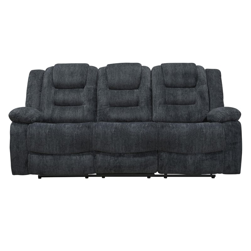 Parker Living Bolton Polyester Blend Velvet Fabric Dual Reclining Sofa in Gray
