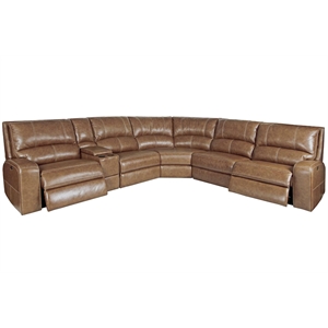 Parker Living Swift Modern 6 Pc Leather Reclining Sectional in Brown