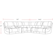 Parker Living Whitman Modern 6 Pc Leather Reclining Sectional in Azure
