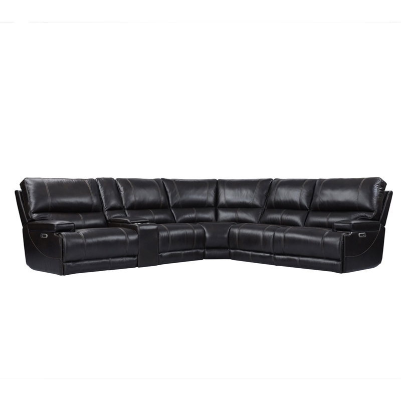 Parker Living Whitman Modern 6 Pc Leather Reclining Sectional in Coffee